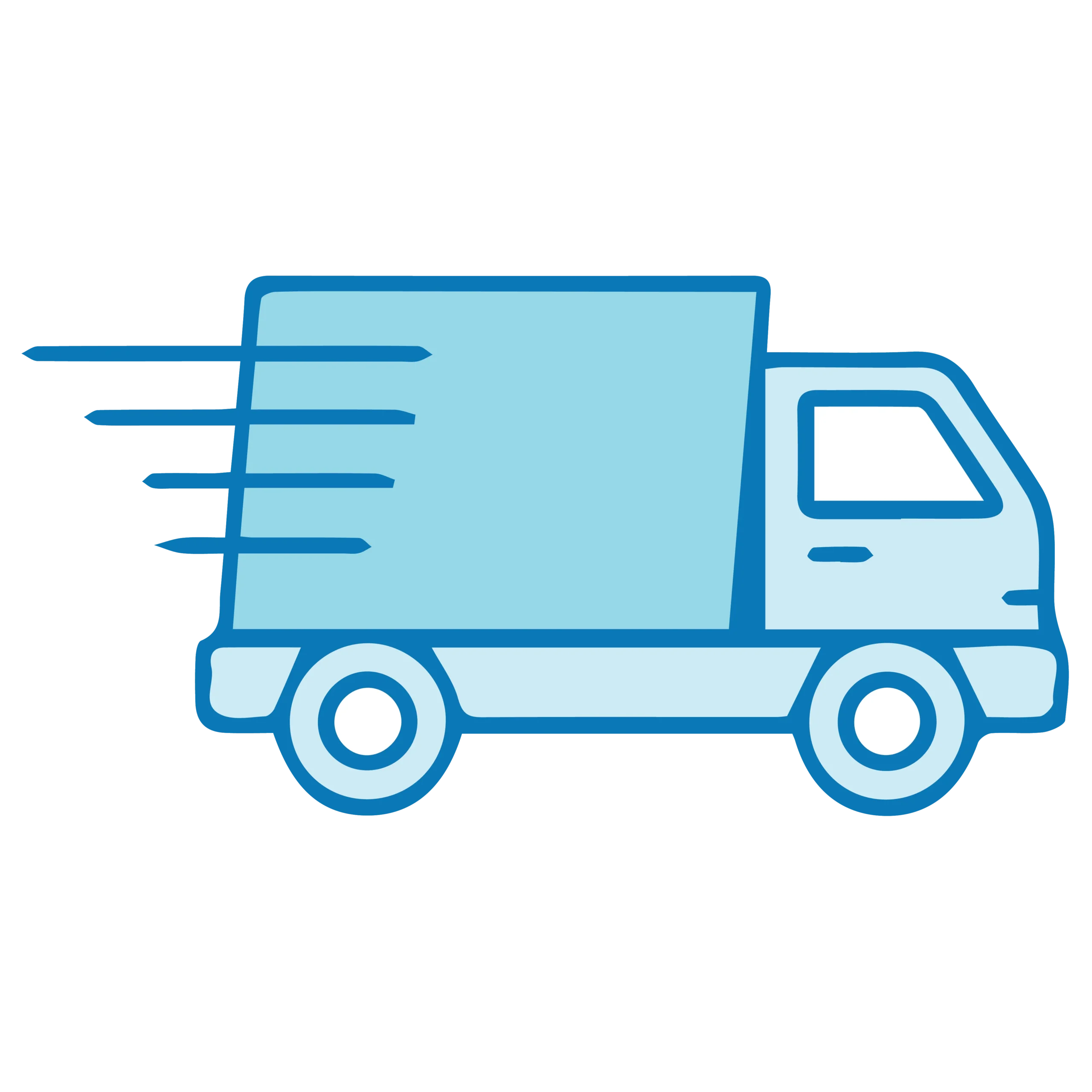 Light blue box truck delivery icon