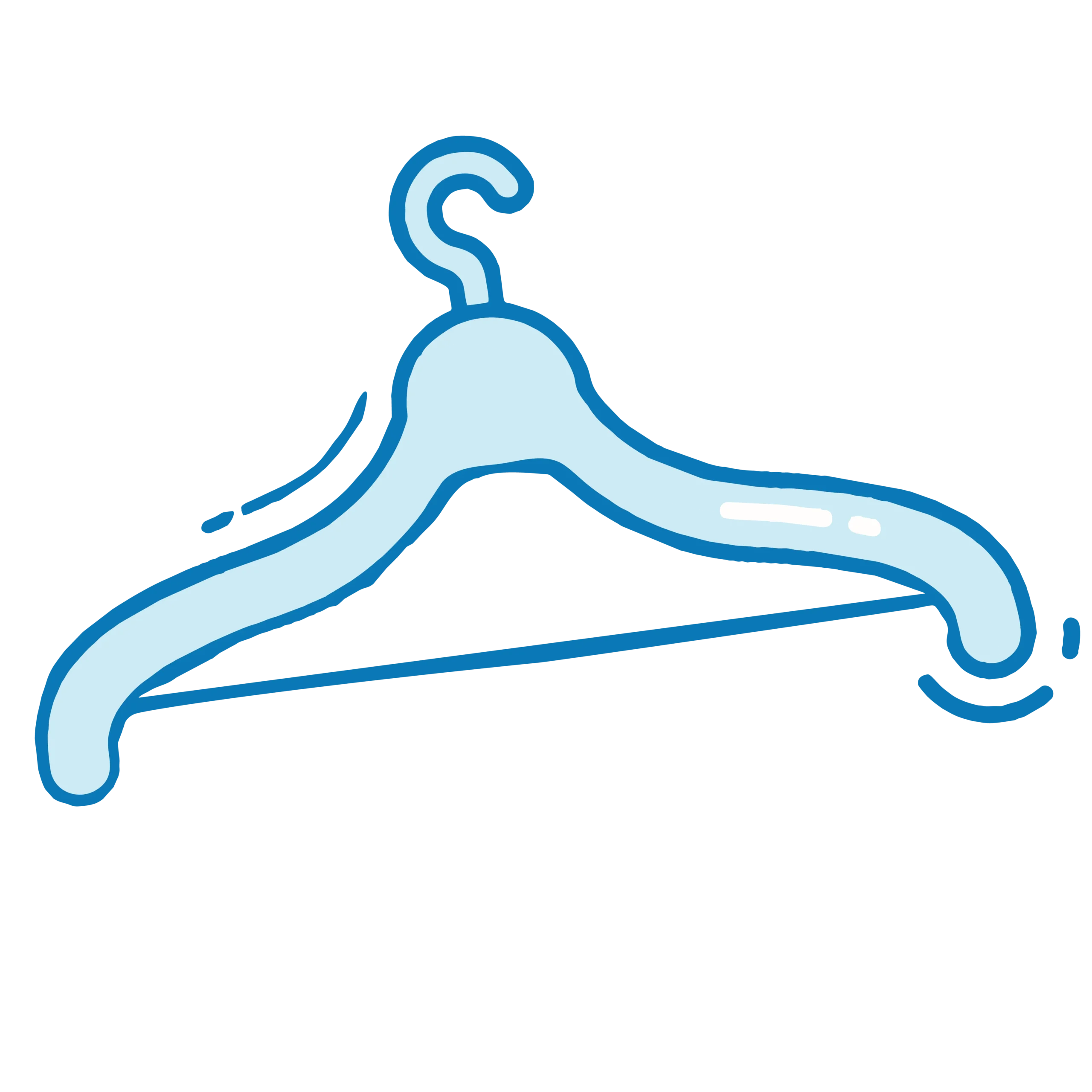 Light blue hanger icon for reusable materials